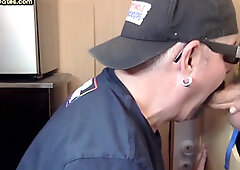 Gloryhole gay enjoys fucking wildly in tight anal hole