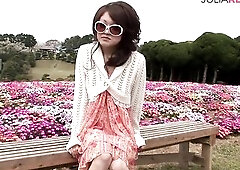 Honey bows over for a bang after getting a lengthy sex tool bang