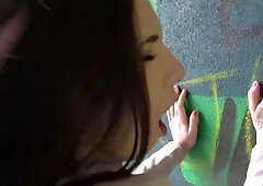 Caroline Mann sucks fat pecker and fucks for some cash