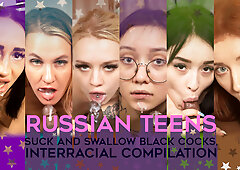 Best Of... Russian 18yo Teens Suck and Swallow Black Cocks, Interracial Compilation