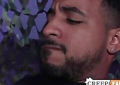 Pumped stepdaddy engaged in an intimate bareback session with twink stepson