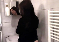 Goddess Gloria's ass fetish session in the bathroom by Femdom Austria