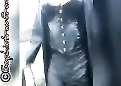 breasty redhead sissy pulls out his shlong in a public garden