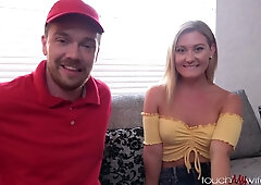 Pizza Delivery Man Fucks While Cuckold Husband Watches With Addison Lee