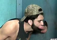 Muscle bear blowjob with facial cum