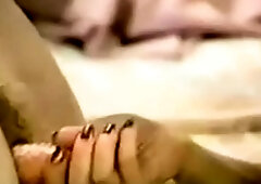 Brunette in Stockings Finger Fucks Her Pussy