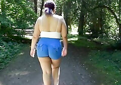 Flashing boobs during hike nearly caught