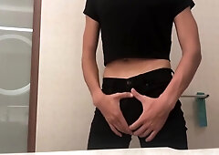 18 year old Jerking Off Bathroom Cumshot and Ass