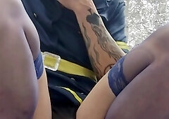 Naughty crossdresser gets kinky in the cockpit