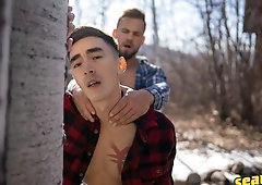 Horny woodsmen fucking around in their secluded cabin