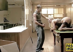 Tied Up Blonde Gets Pussy Plowed