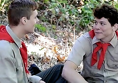 Camp boys - hot teen twinks in uniforms get their tight holes stretched by their scout master