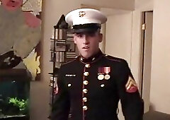 Guy In Army Uniform Whacking Off