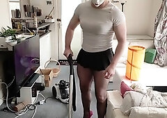 Feminization, almost caught, public upskirt