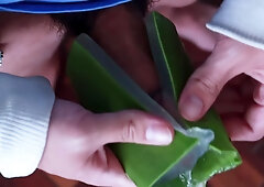 Usingt Aloe As Lube To Jerk Off And Tease My Uncut Dick