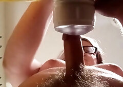 Underside look of me nailing my fleshlight