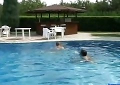 Unforgettable studs fucking near the pool