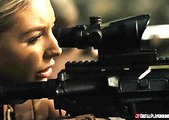 Dark-skinned slut Kira Noir gets fucked hard in threesome