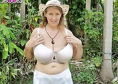 Nudist with lengthy snatch hair