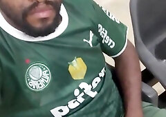 aroused Palmeiras admirer at the bus stop