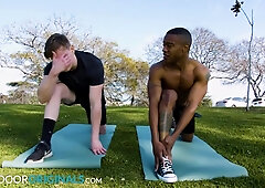 Hot Stud Teaches Ebony Crush Yoga Poses
