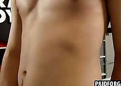 Straight male tugging on his cock for some money