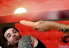 Shemale bitch makes a dude suck her weenie so admirable previous to banging him unfathomable and precious in his taut rectal hole