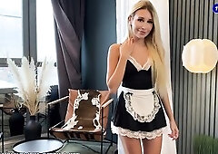 Does this cute maid indeed fulfill all my wants? That babe sucked a large weenie and made me cum hard