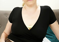 Kinky & unshaved mature teasing you before gets screwed by younger stud