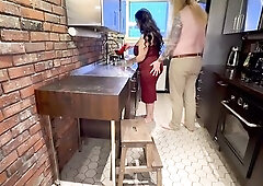 Chunky big beautiful woman gets the Massive Schlong in Finland right in the kitchen!