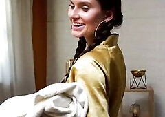 This sexy brunette hair discovered out that my wife had left and invited me to her room for a massage. That babe greeted me in a hawt robe, marvelous 