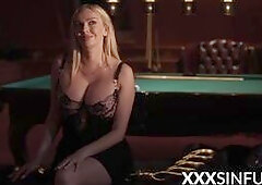 Busty Amber Jayne devours a handsome managers raging boner