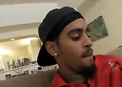 Skinny ghetto boy sucked by white gay guy