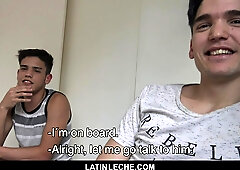 LatinLeche - Cute Latino Boys Seduce A Hairy Stud In A Steamy Threesome