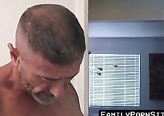 Thin twink offers his butt to more established gay for without any protection fuck