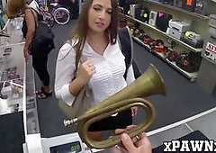 Married MILF went to the pawnshop and she pawns her big ass and pussy for money she truly needs.