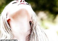 Sophia Knight disrobes & rubs herself to climax outside