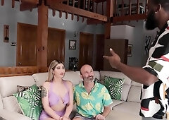 Hot Wife Cheats with Big Black Stud While Husband Watches