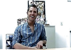 Gay amateur has anal sex during interview