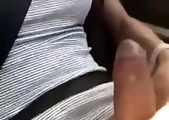 Horny shemale show her hard cock while driving