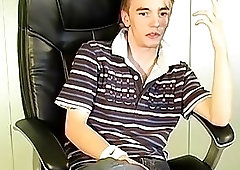 Barely legal UK twink jerks off solo