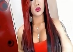 Hot Shemale Flaunts and Toys her Giant 9inch Cock