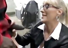 Breasty golden-haired mother i'd like to fuck is having sex from the back, with a ebony dude this babe has just met