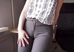 Have u ever noticed how hawt your coworker is in her office trousers? These panties are so constricted... The seam goes unfathomable inside and makes 