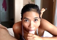 Cute Asian Gives Blowjob - Huge Cumshot Pov 4k