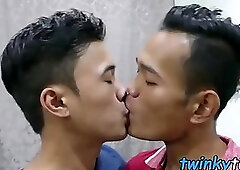 Feet loving Asian twink fucked and cum sprayed on the ass