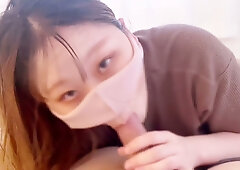 Young Japanese couple films intimate handjob and creampie session at home