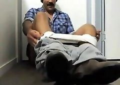 Moustache daddy jerking