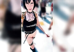 Emo Femboy Walks the Streets In Leather