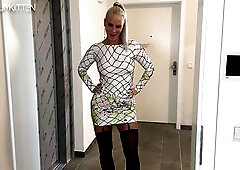 I expect in the hallway until his wife is gone, and ring my neighbour's doorbell in high heels. As pretty soon as I'm in his apartment, I pu